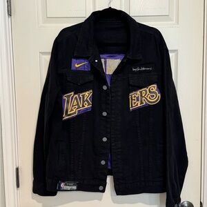 Custom Lakers LeBron James Jersey Denim Jacket Large